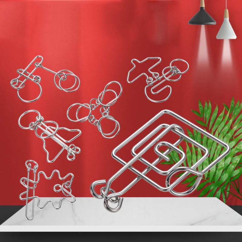 8PCS Gifts Fun Unlock IQ Mind Brainteasers Games 3D Puzzle Wire Brain Teaser Puzzles Interactive Games 3D Montessori Puzzle Developmental