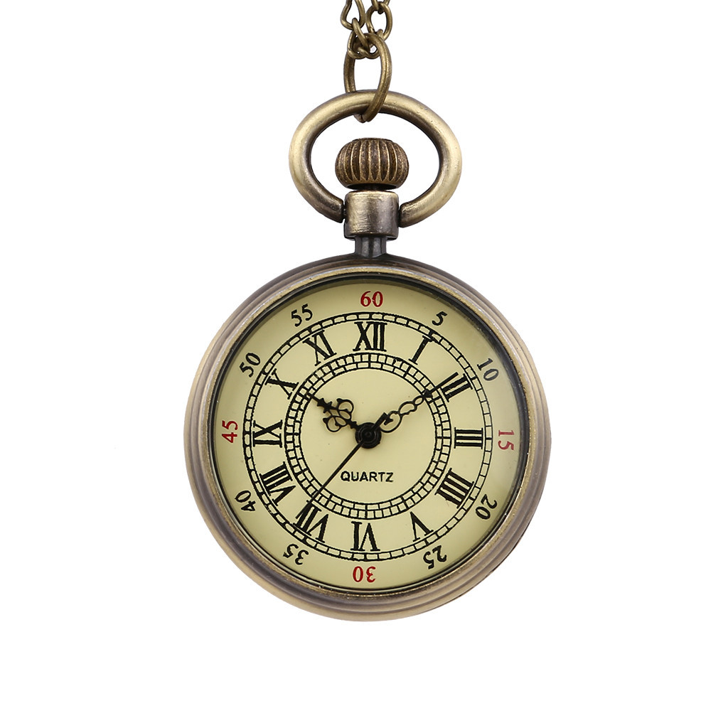 【Innovative design】Vintage Quartz Small Pocket Watch Classical Roman Scale Pocket watch man woman kid gift necklace clock Couple old man *A
