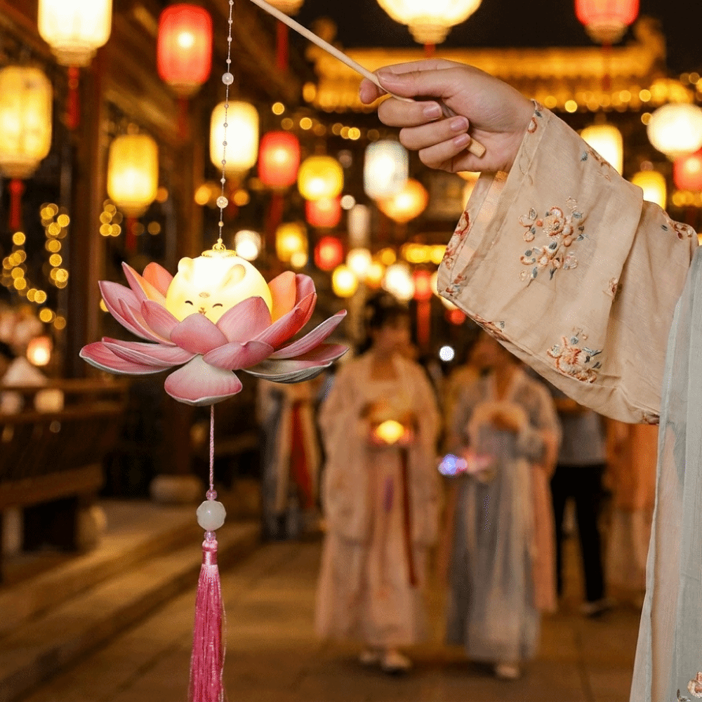 Celebration Lantern Chinese Style Mid-Autumn Festival Lotus Lantern Luminous Ancient Style Hanging Festival Light Waterproof Cartoon Handmade Rabbit Lanterns Party