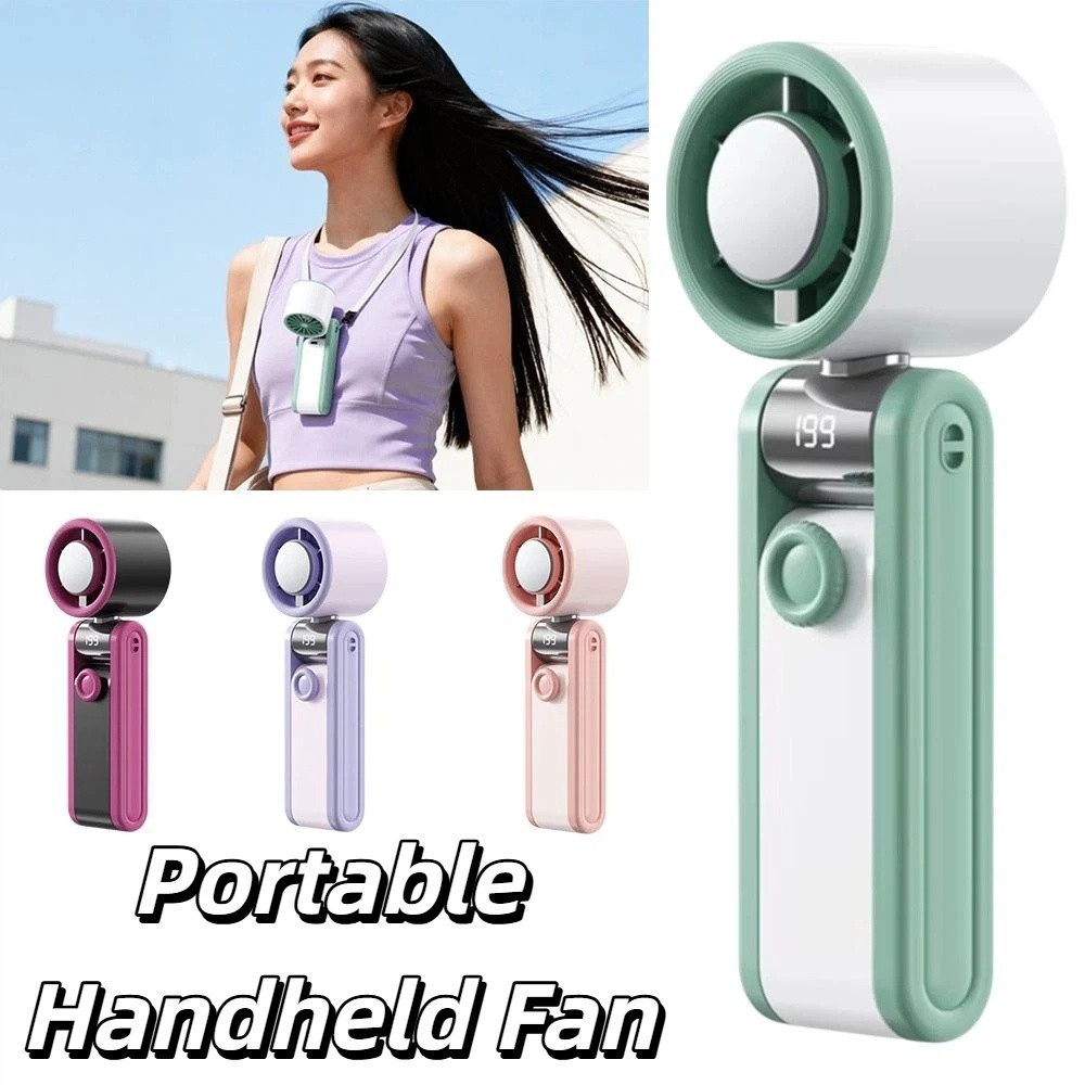 Mini Foldable Design Portable Handheld Fan Portable Digital Display Mini Pocket Fan High Speed Turbo Quiet Rechargeable Fan Pocket Size