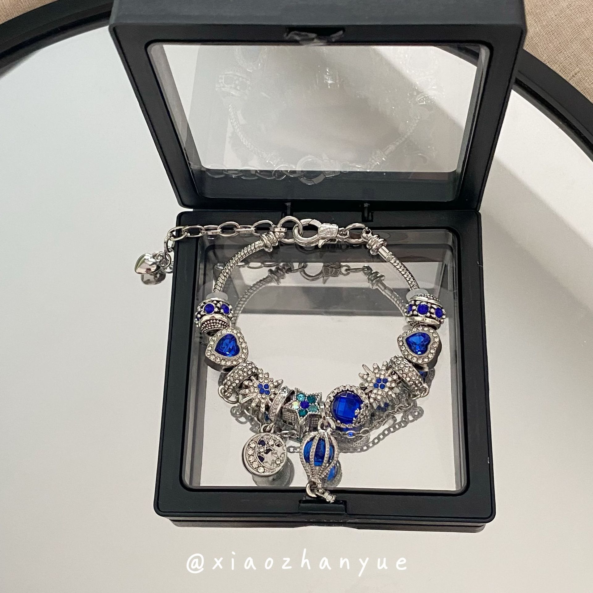 【New arrivals】Panjia Ocean Heart Dream Catcher Angel Wings Star Fairy Tale Snake Bone Bracelet Blue Star Bracelet Female
