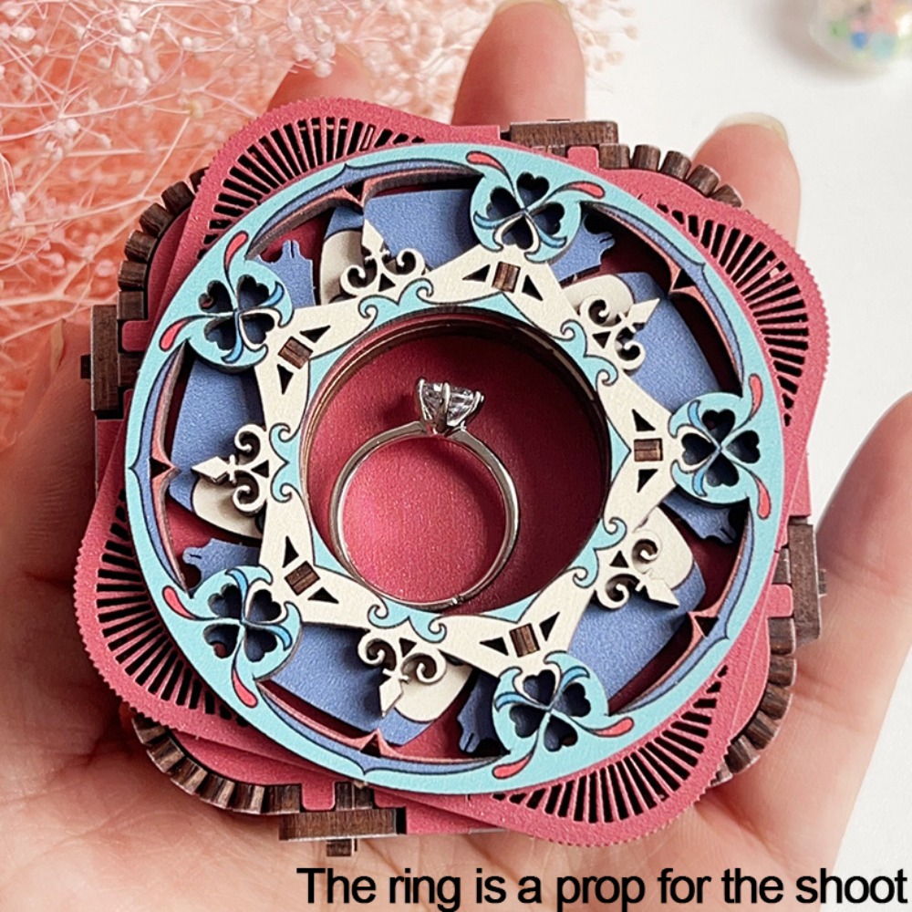 Exquisite City of Sky Music Box Wood Puzzles Model Kit Creative 3D Puzzle Music Box Craft DIY Assembly Ring Box Birthday Gifts