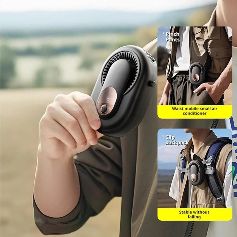 Cooling Rechargeable Waist Clip Fan Mini 5 Modes Mini Electric Fan Hands Free Waterproof Air Conditioner Cooler Fan Work