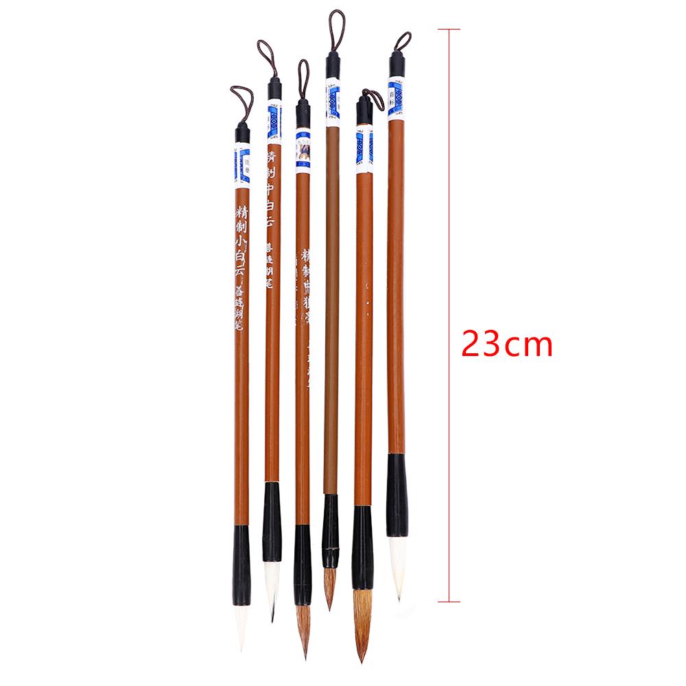 6pcs/Set Painting Brush Bamboo Writing Brush Practice Writing Brush Wolf's Hair Traditional Chinese Calligraphy