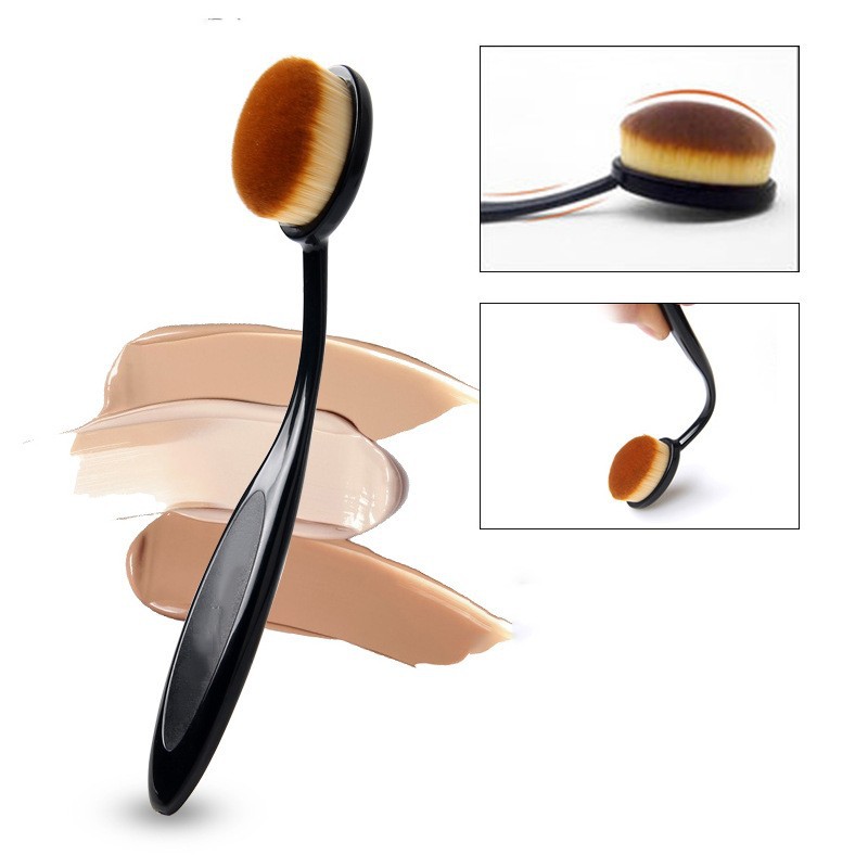 Wenefang Fashion 1Pc Oval Makeup Brushes Portable Toothbrush Oval Nylon Hair Cosmetic Makeup Blush Face Foundation Blending Brush Makeup Tool