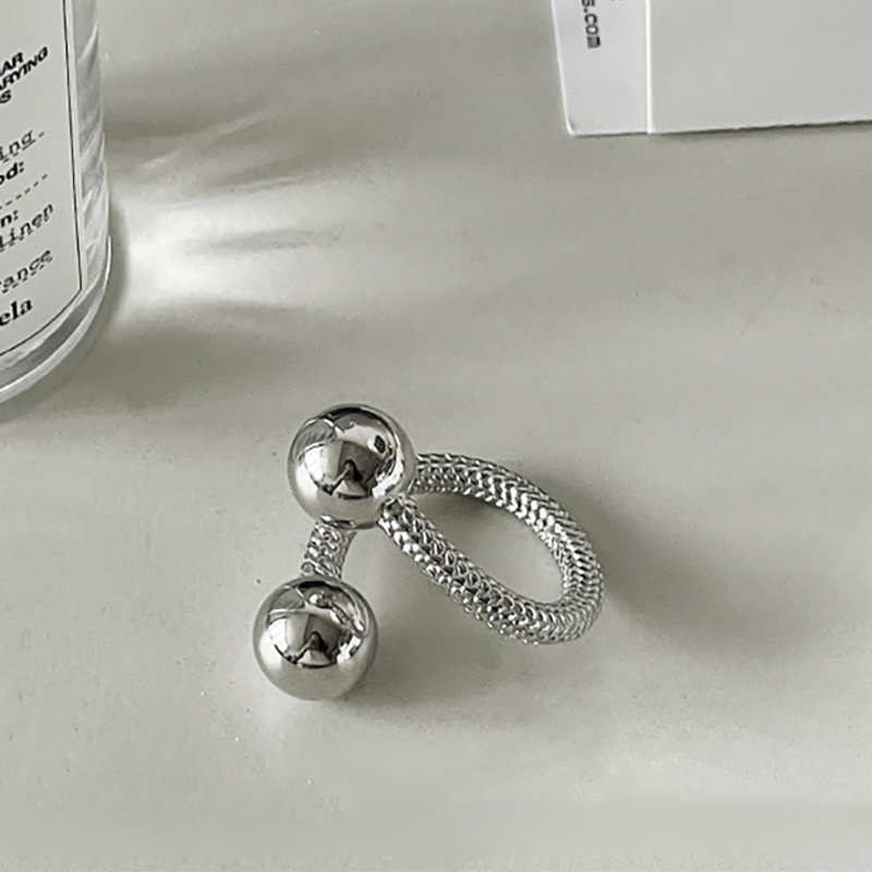 Yuanyan Foxanry Silver Color Double Dall Rings for Women Couples New Fashion Vintage Punk Geometric Handmade Birthday Party Jewelry Gift