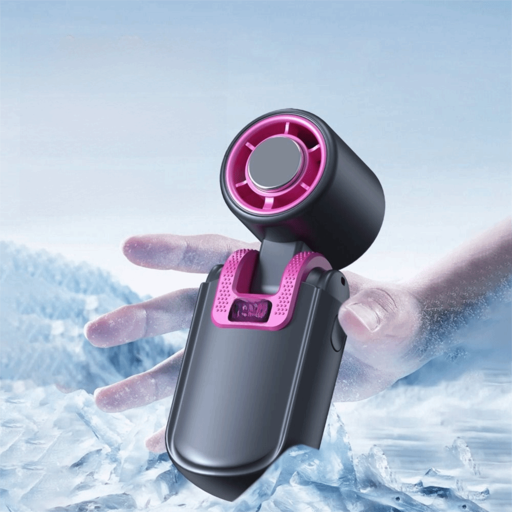 Personal Cooling Accessory Compact Body Portable Handheld Cooling Fan Lightweight Design Durable Battery Mini Turbine Fan Long Lasting Battery Soft Strong Airflow High Wind Power Fan Office Use