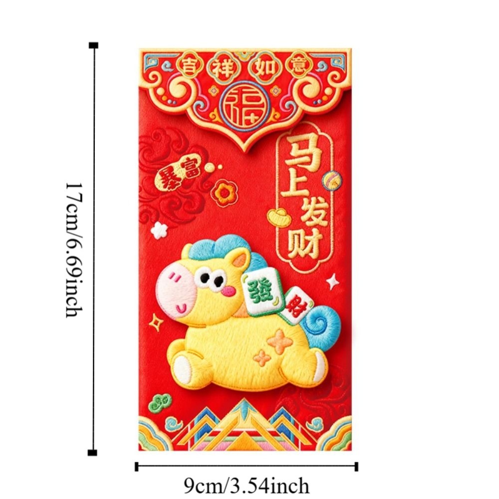 6pcs Cartoon Chinese Style New Year Red Envelopes Traditional Panda Good Red Packets Blessing Hongbao God of Wealth Money Bag Kids Gift