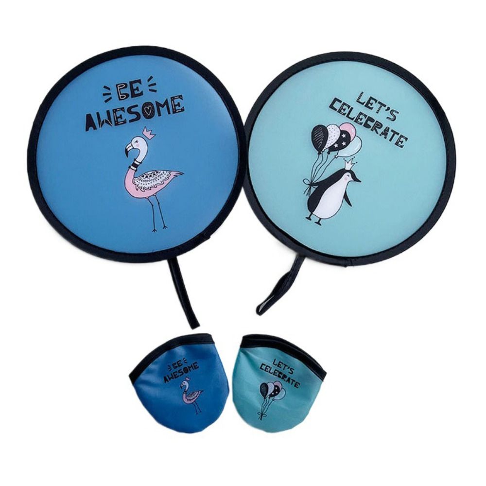 Circular Fan Decorative Mini Flying Disk Fan Round Cartoon Hand Fan Collapsible Fan with Pocket Pocket Fan Outdoor