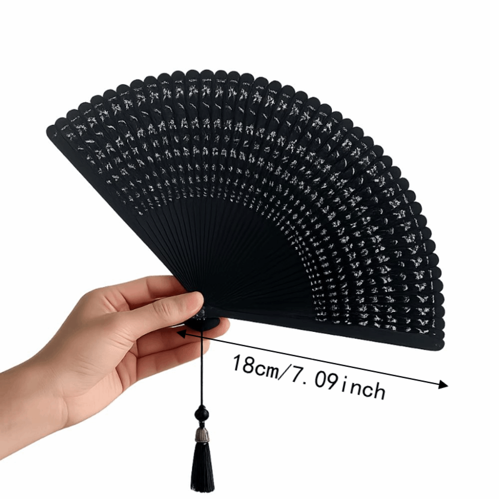 Exquisite Elegant Folding Bamboo Fan Portable Handmade Classical Folding Fan Lightweight with Tassel Women's Folding Fan Wedding Decoration