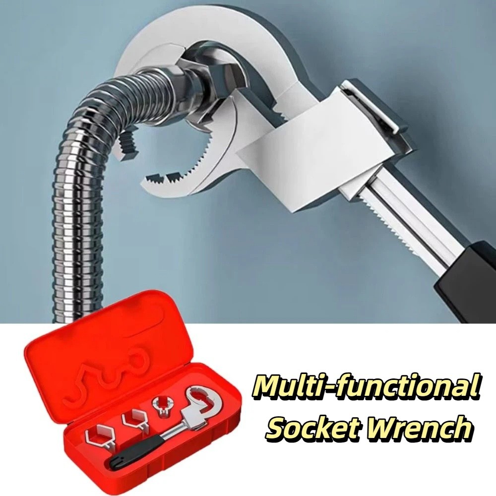 Multipurpose Large Open Bathroom Sink Wrench Multi-Functional Aluminium Alloy Faucet Basin Wrench Double Ended Adjustable Pipe Wrench Plumbing Repair