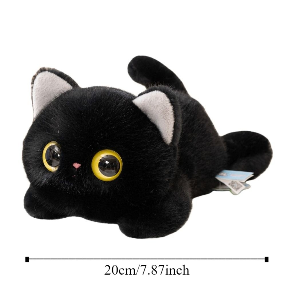 Black Cat Cute Big Eyes Cat Plush Toy Soft Lifelike Kitten Simulation Black Cat Plush Doll Stuffed Lovely Brown Cat Plush Doll Birthday Gift