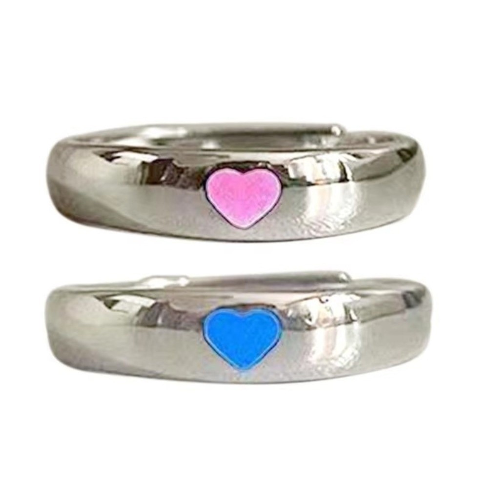 New Blue Pink Color Luminous Ring Vintage Style Punk Style Glow In Dark Ring Fluorescent Opening Design Adjustable Ring for Jewelry Gifts