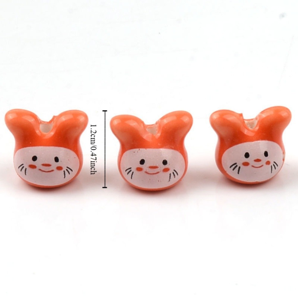 10Pcs Charm Ceramic Colorful Chinchillas Ceramic Beads Animal Beads Cute Rabbit Ceramic Beads Rabbit Colorful Rabbit Shape Porcelain Bead DIY Crafts