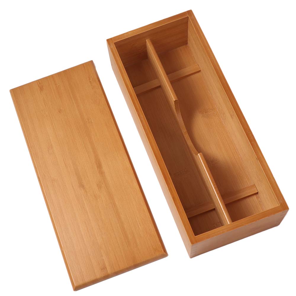 Multifunctional Large Capacity Bamboo Chopsticks Box Environmental Safety Bamboo Storage Box with Lid Tableware Spoon Storage Container Kitchen