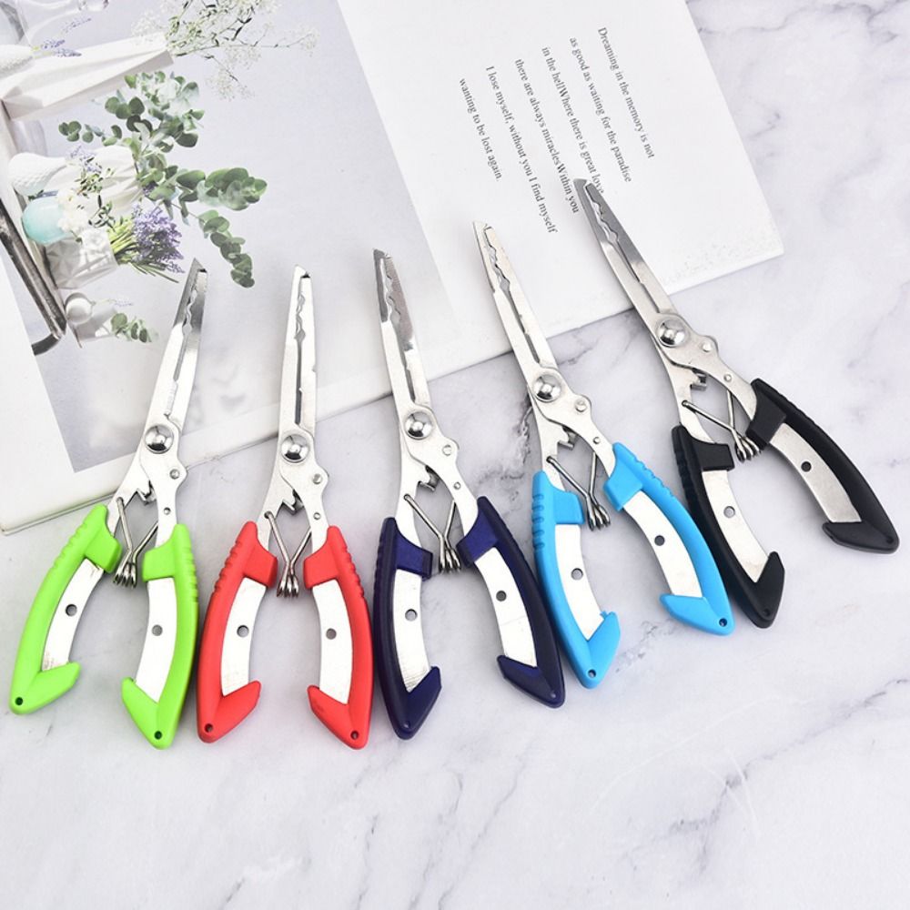 Hook Remover Line Cut Fishing Pliers with Rubber Handle Multi-functional Fish Mouth Pliers Hook Stainless Steel Long-billed Luya Pliers Outdoor Camping