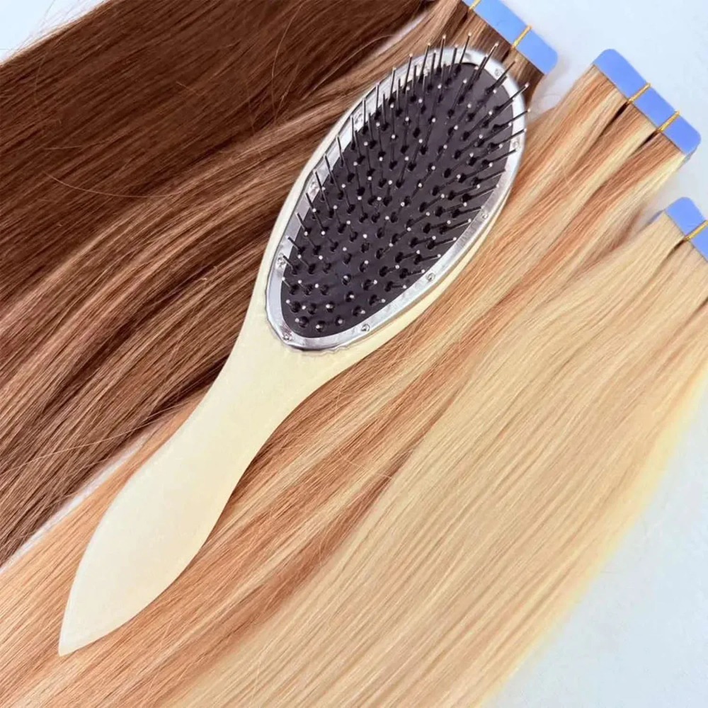 Portable Wooden Handle Brush for Wig Detangling Wig Styling Anti Static Steel Comb Hairdressing Durable Hair Wig Brush Training