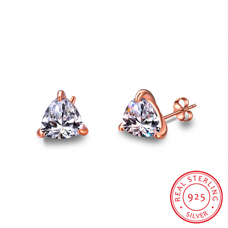 【Exclusive Discount】Crystal Female Small Stud Earrings Cute Lab Sapphire Earrings 100% Real 925 Sterling Silver Earrings For