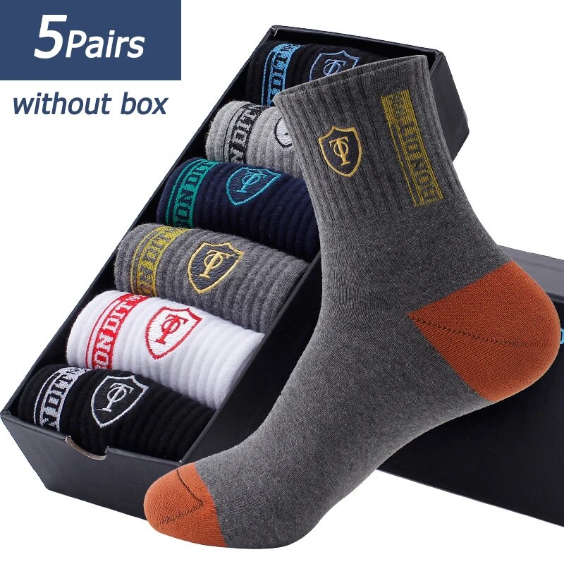 ( MIX/FREE SIZE ) 5 Pairs Apring And Fall Mens Sports Socks Summer Leisure Sweat Absorbent Comfortable Thin Breathable Basketball Bles Online DZ-27B-01