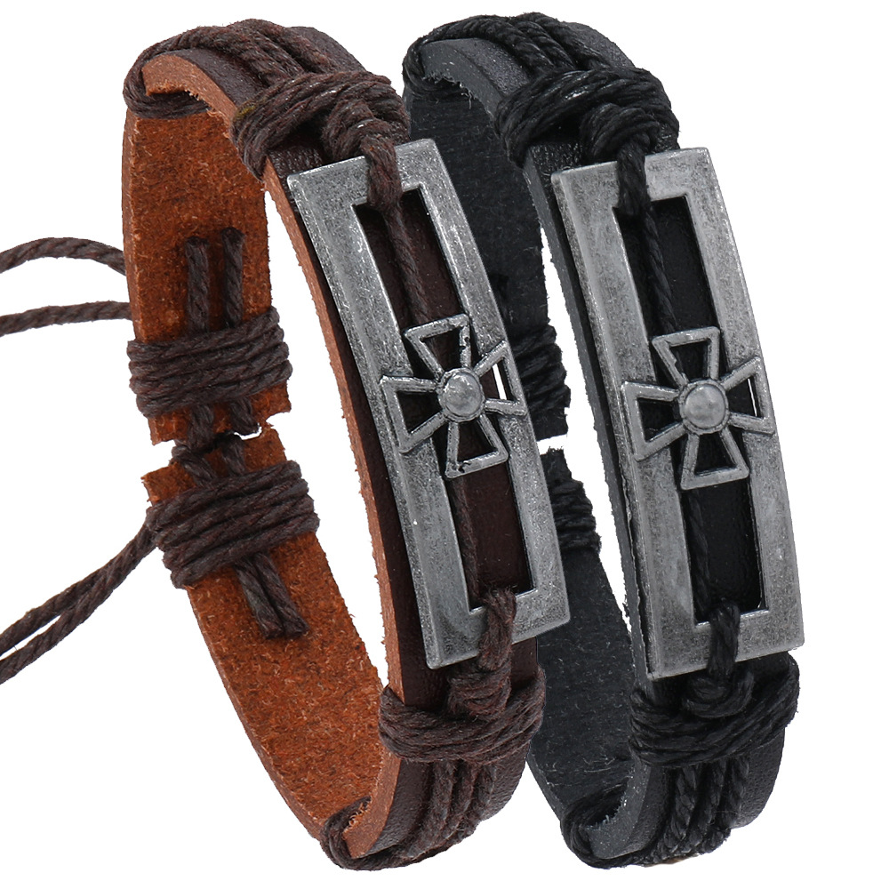 【New arrivals】Simple Hip-Hop Men's Fashionable Leather Bracelet Ins Niche Retro Multi-Layer Bracelet