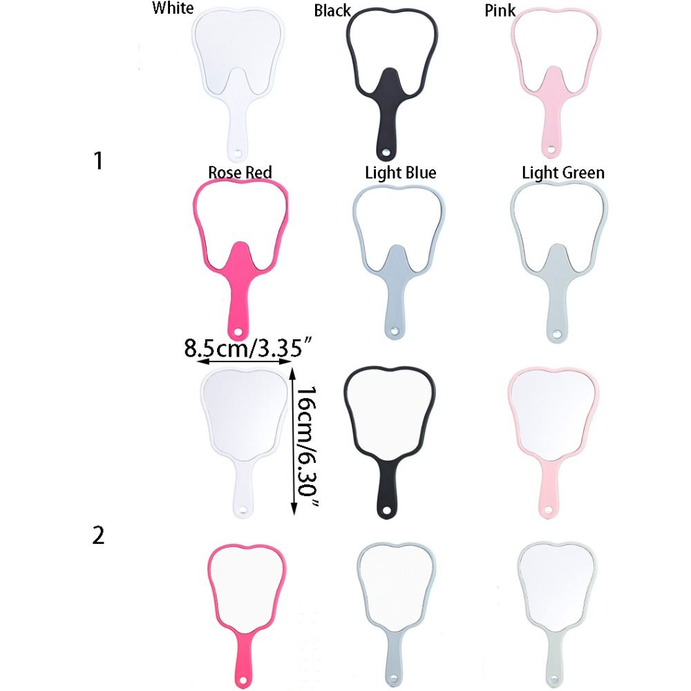 Simple Plastic Tooth-shaped Mirror Mini High-definition Handheld Sector Mirror Lightweight Portable Makeup Mirror Women