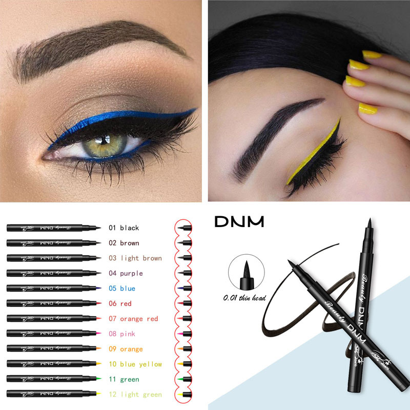Wenefang Fashion DNM12Colors Matte Eyeliner Waterproof Liquid Eyeliner Pen Black Blue Colorful Eyeliner Long-lasting Eyeliner Pigments TSLM2