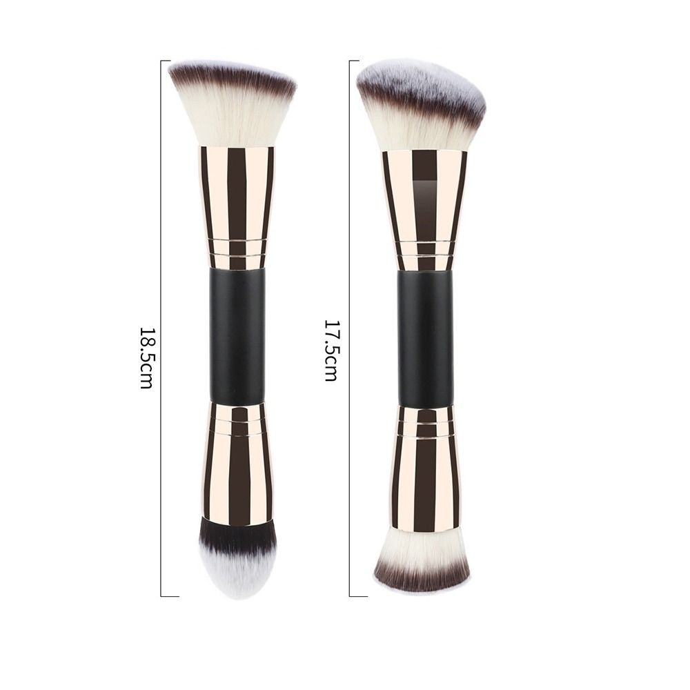 Portable Soft Hair 2 In Makeup Brush Double Head Blush Brush Multifunction Wooden Handle Loose Powder Brush Girl