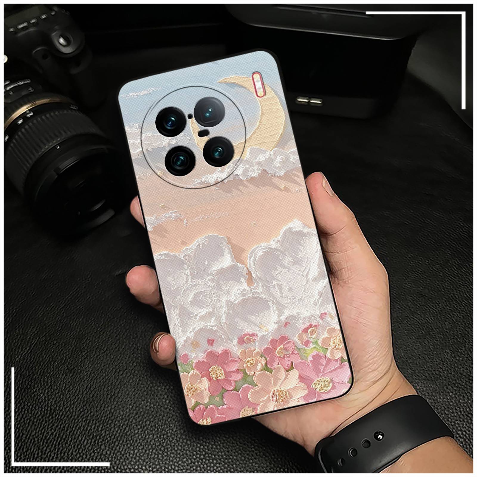 Fashion Design Full wrap Phone Case For VIVO Y76 5G TPU Waterproof Soft case flower Silicone Oil Painting Shockproof