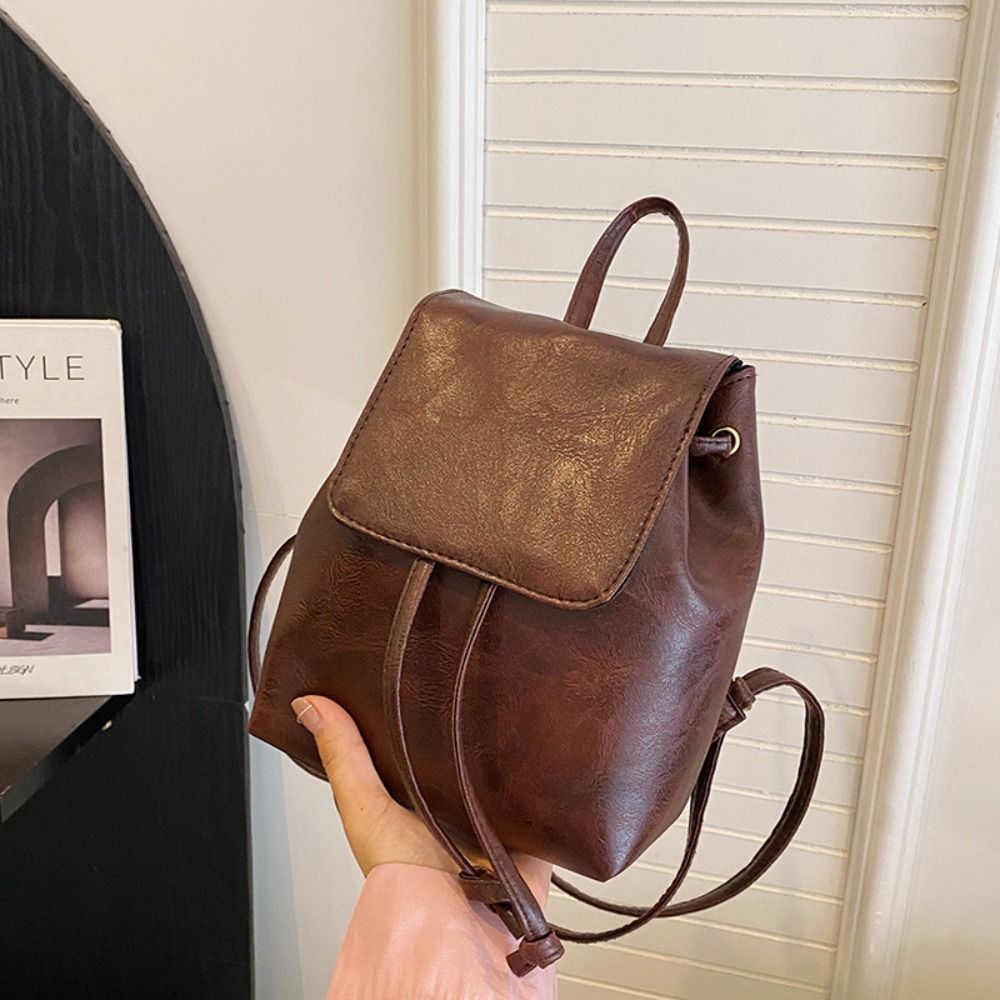 Portable Small Pack Solid Color Backpack Solid Color Handbag Student Shoulder Bag Casual Backpack Men