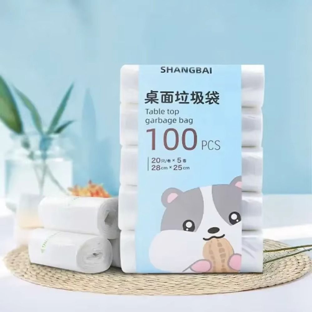Portable 100 Pieces Mini Garbage Bags Thick Small Trash Can Bags Disposable Plastic Bags for Tabletop Use
