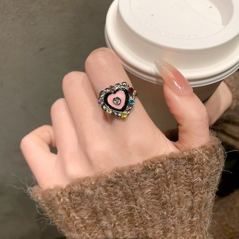 【New Arrivals】Glass Drop Oil Opening Ring Sweet Cool Style Personalized Finger Ring Dopamine Female Temperament Opening Ring Ring Ring