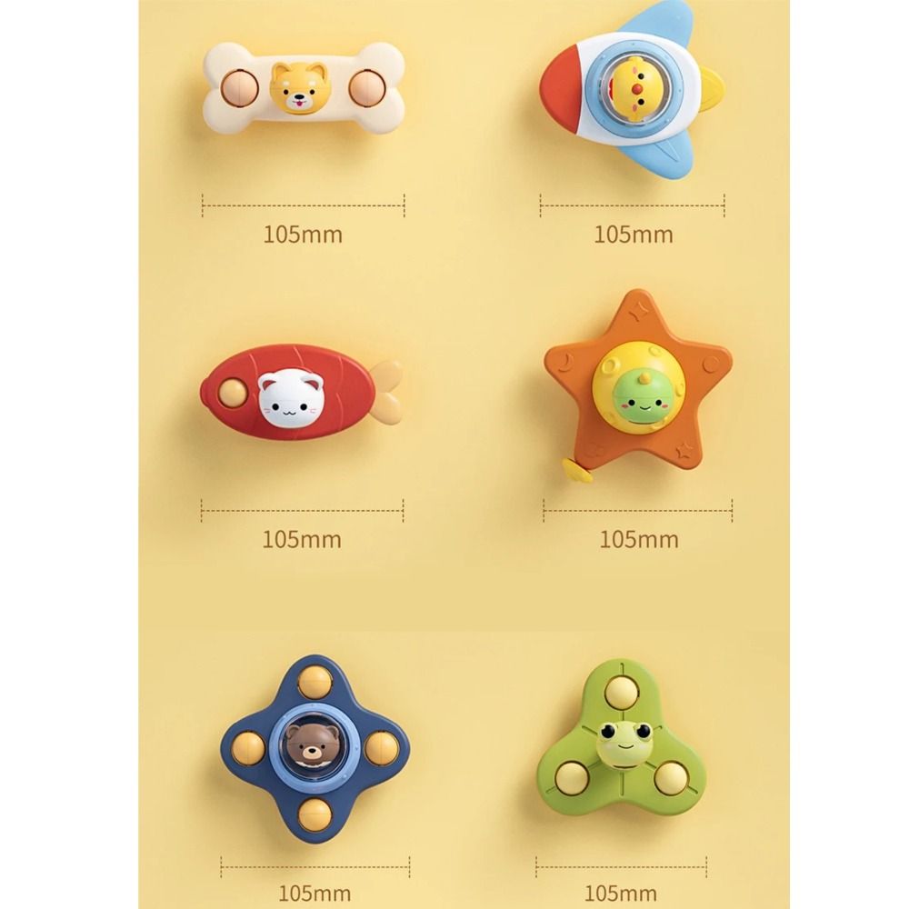 Rotating Rattle Sensory Suction Cup Spinners Toys Anti-Anxiety Colorful Educational Spinning Top Toy Funny Anti Pressure Cute Animal Bath Toys Gift