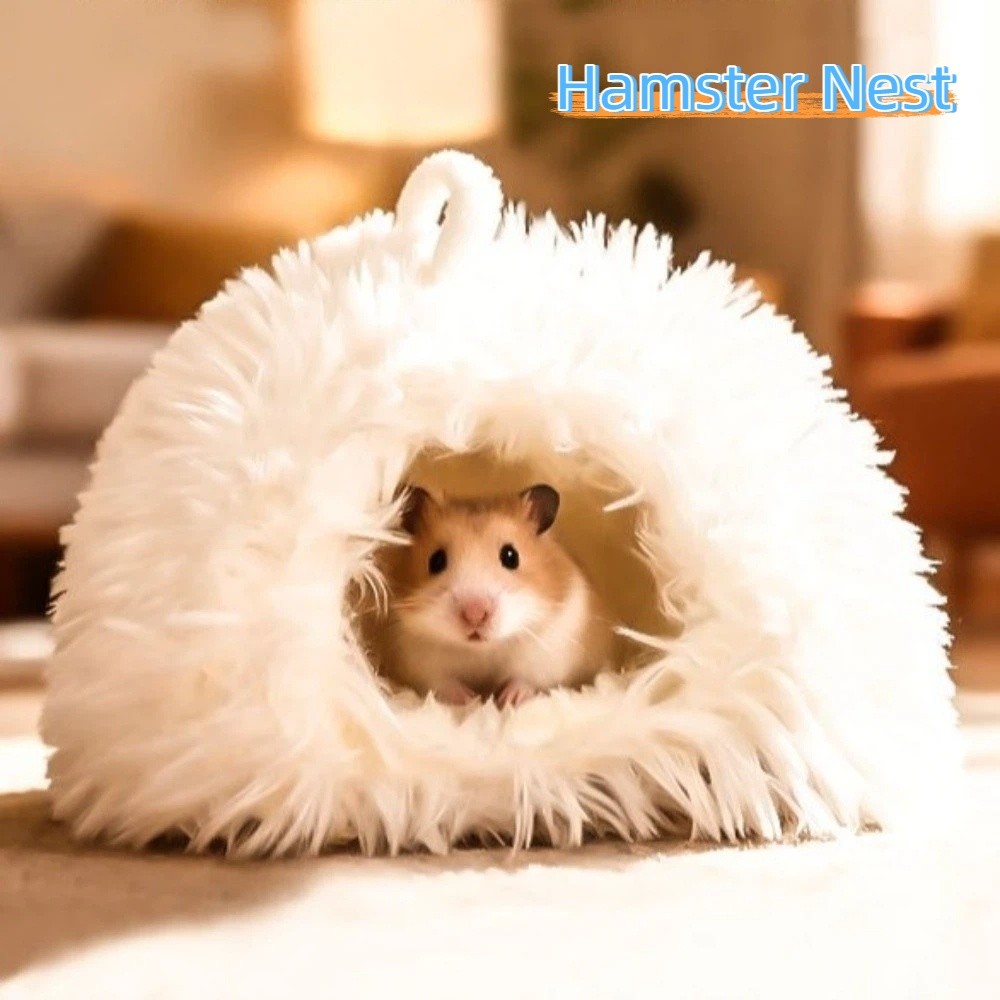 Cute Warm Hamster Plush Nest Comfortable Soft Mouse Bed House Non-slip Windproof Hamster Cage Cage Decoration