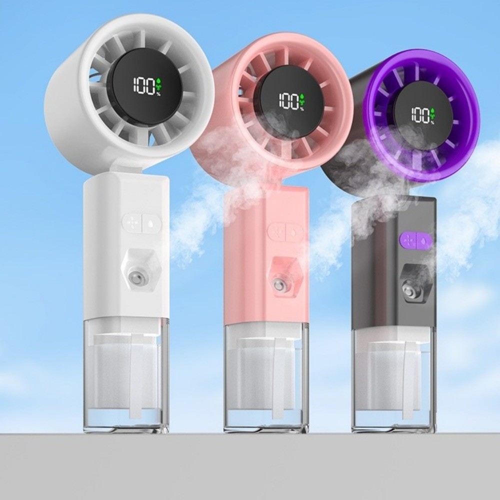 Multifunctional Portable Handheld Spray Fan Rechargeable Strong Wind Foldable Small Fan High-speed Low Noise Water Spray Mist Fan Summer