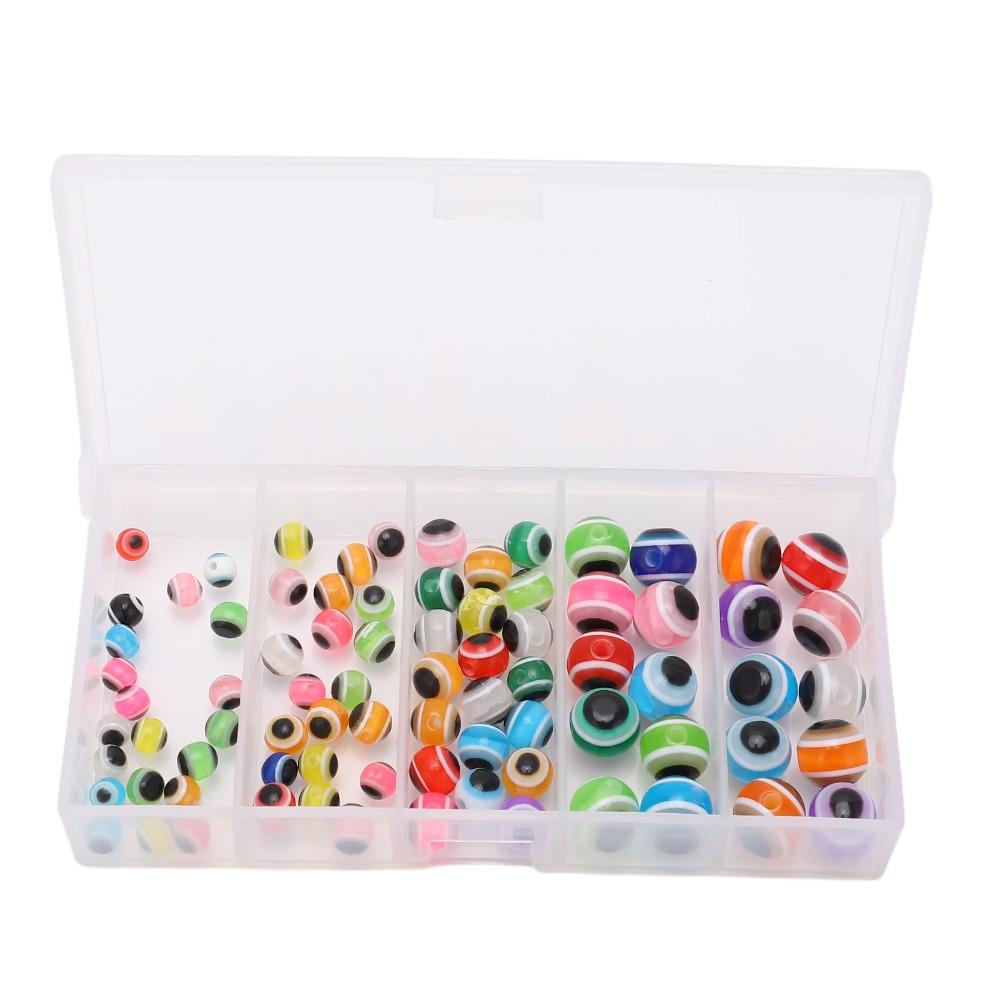 Portable 4mm 5mm 6mm 8mm Fishing Beads Assortment Kit Plastic Mini Fishing Line Beads Random Color Fishing Rig Beads Lure Making Supplies