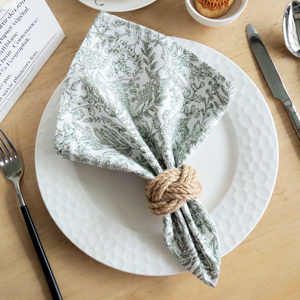 2pcs Perfect Cotton Printed Square Napkin Elegant Soft Table Napkins Delicate Durable Bar Table Mat Gift