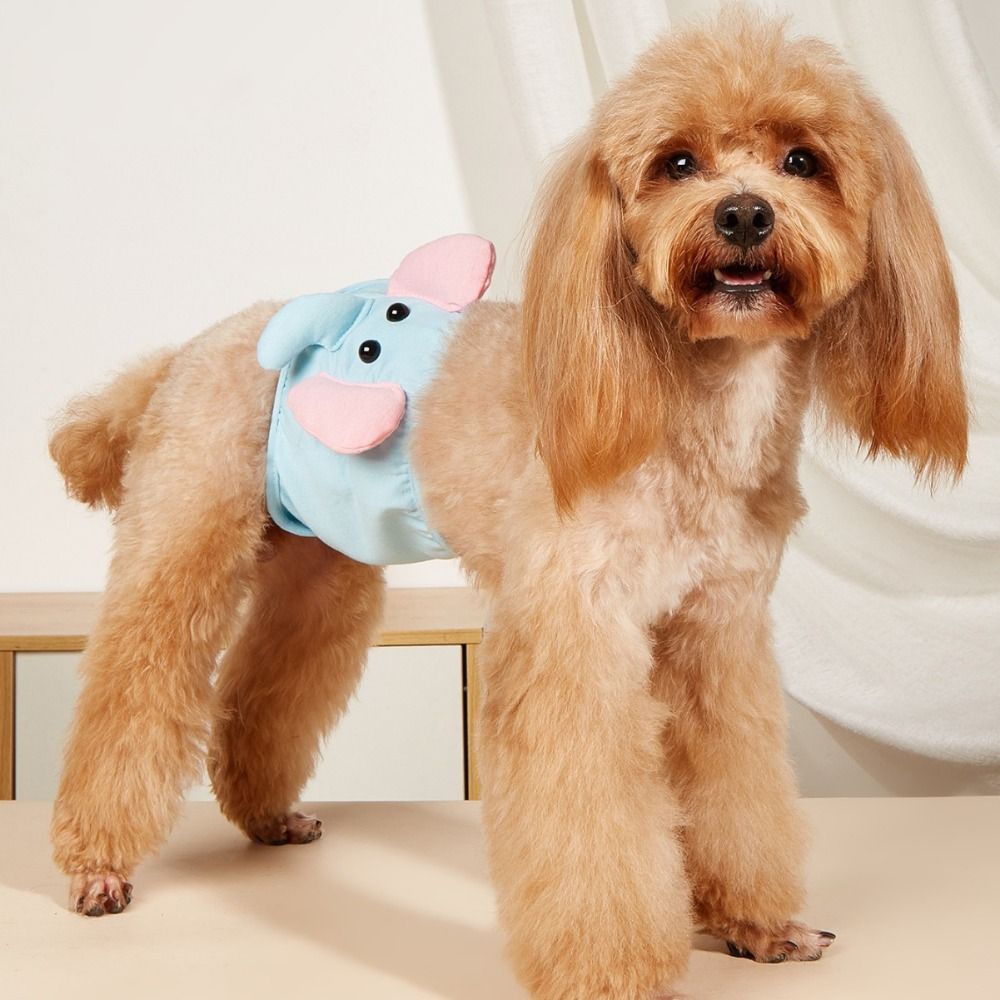 Cute Cartoon Dog Physiological Belt Cotton Soft Pet Courtesy Belt Adjustable Elephant/Lion/Bear Male Dog Safety Pants Outdoor/Indoor