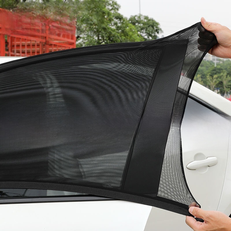 New 2pcs Car Rear Side Window Sunshade UV Protect Shield Mesh Prevent Mosquito Sunshine Privacy Protection Foldable Curtain
