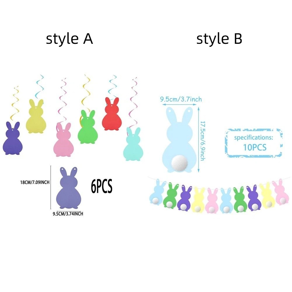 DIY Scene Decoration Cartoon Easter Hanging Bunny Set Paper Cute Party Decoration Flag Decorative Colorful Pull Flag Birthday