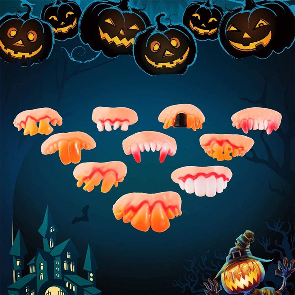 Cosplay Novelty Tooth Decay Children Trick Funny Fake Zombie Incisors Toothy Halloween Dentures Halloween Decor Prop