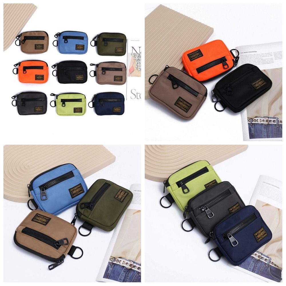 Square Portable Canvas Coin Purse Oxford Cloth Men Wallet Card Holder Lightweight Mini Earbuds Storage Bag Student