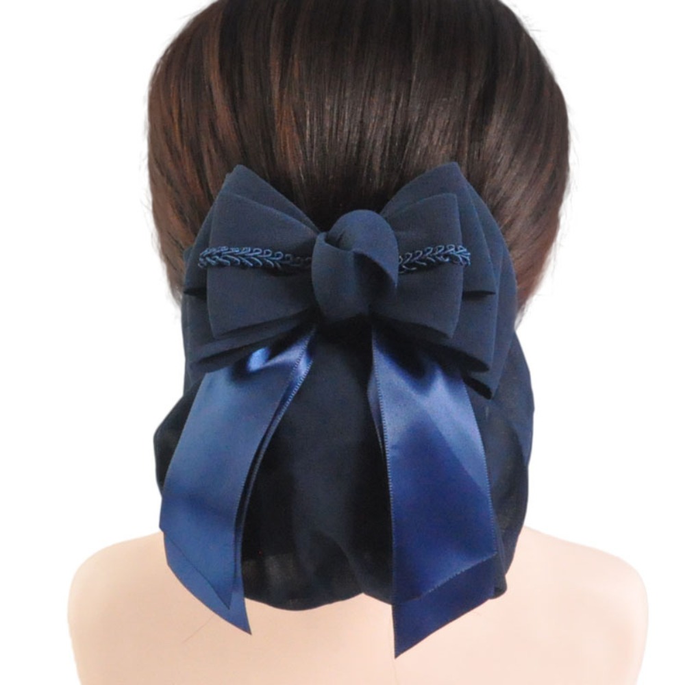 High Quality Ribbon Ruffled Edges Hair Net Sweet Women Spring Clip Bowknot Flower Bow Snood Bank