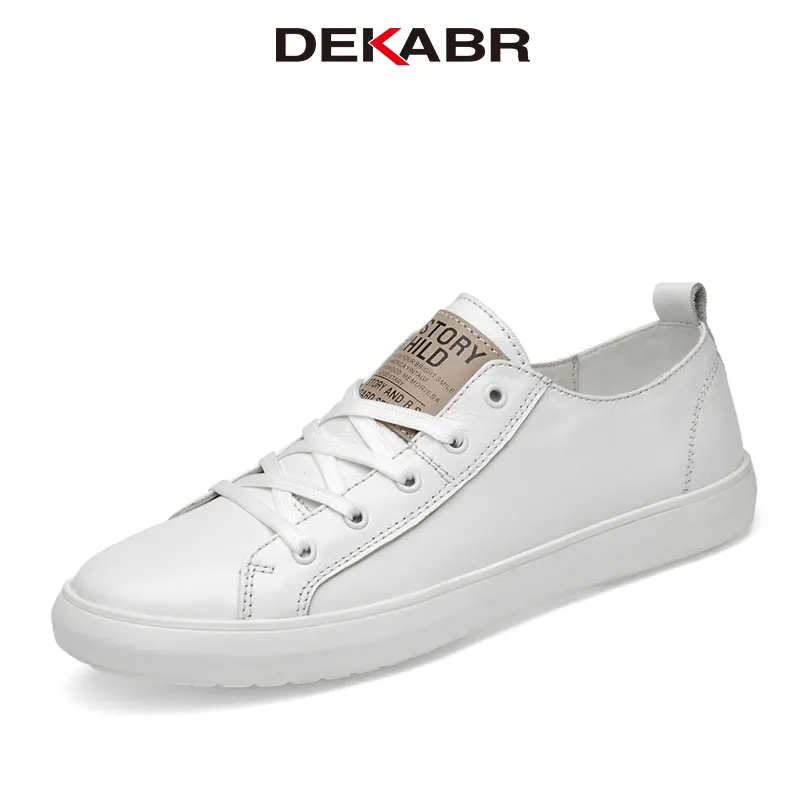 DEKABR New Fashion Men Shoes Lace Up Genuine Hide Casual Comfortable Breathable Non-Slip Flats Shoes Large Size 37-46