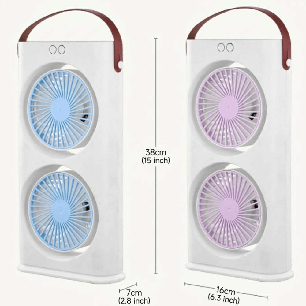 Portable Dual Head Desktop Fan LED Night Light Soft Light Circulator Fan Compact Lightweight Double Air Outlets Portable Fan Office Use