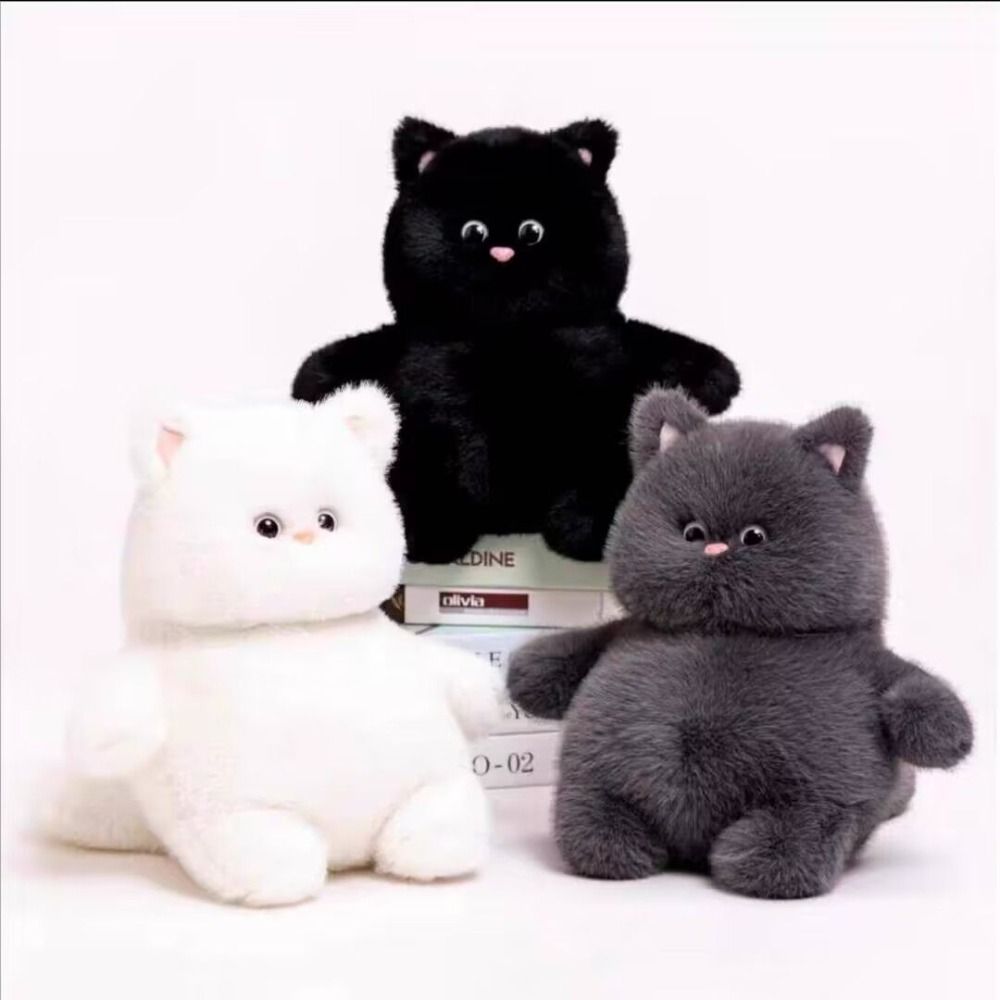 Creative Doll Soft Toys White Cat Plush Toy Fluffy Design Comfortable Material Stuffed Animal Chubby Shape Children Gits Cat Doll Home Decor