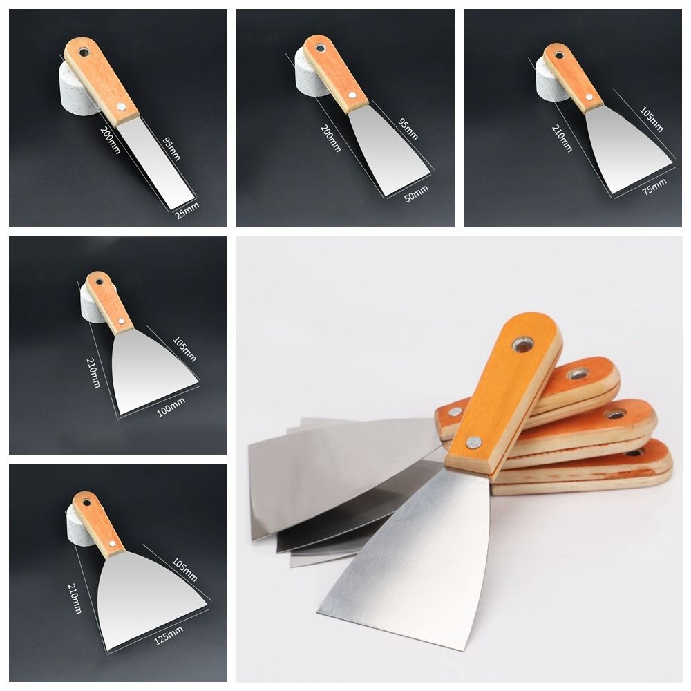 High Quality Stainless Steel Cleaning Scraper Non-slip Handle Wood Handle Paint Tools Scrape Surfaces Lay Plaster Materials Cleaning Trowel Household