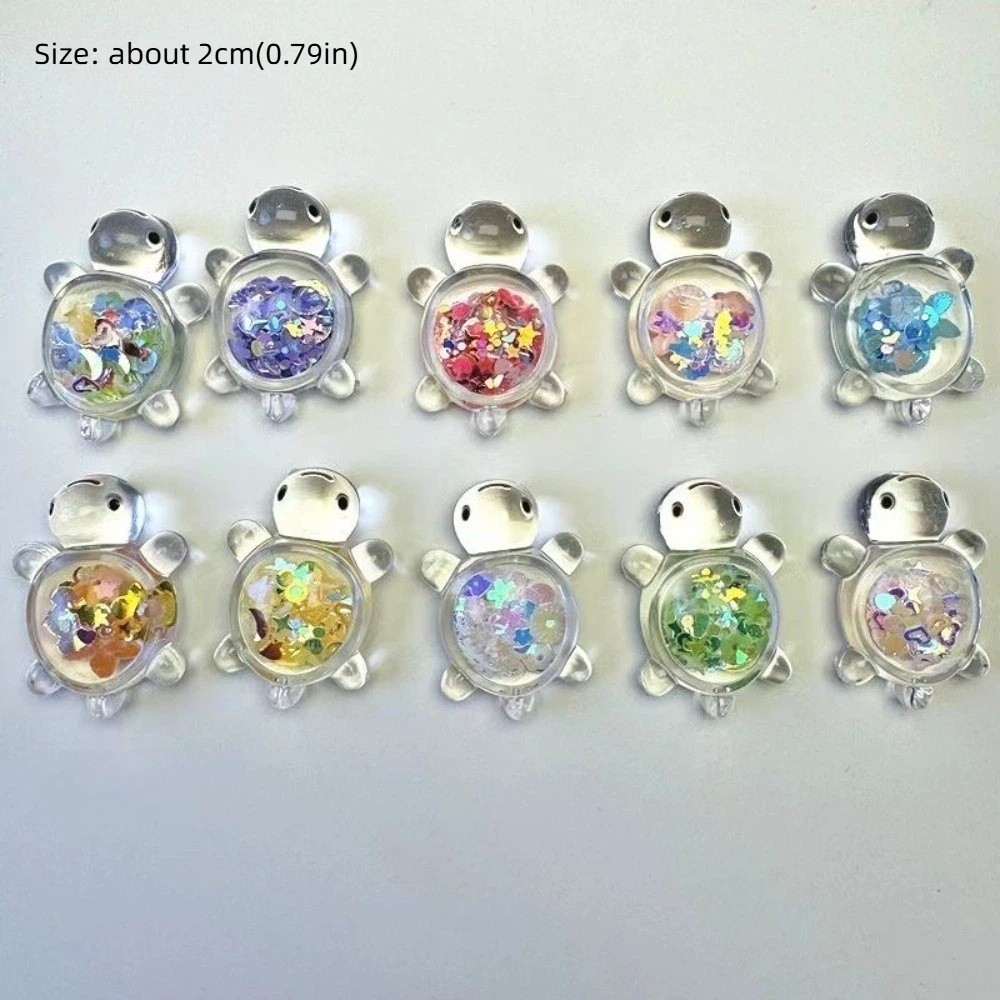 10pcs Cute Vibrant Colorful Turtle Figurines Resin Glow in The Dark Mini Resin Animals DIY Crafts Ocean Animal Themed Miniature Figurines Indoor Decor