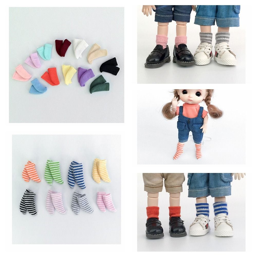 Doll Accessories Cotton Ob11 Doll Socks Striped Solid Color Doll Short Striped Socks Mini Candy Color /12 BJD Doll Socks /12 Bjd Doll