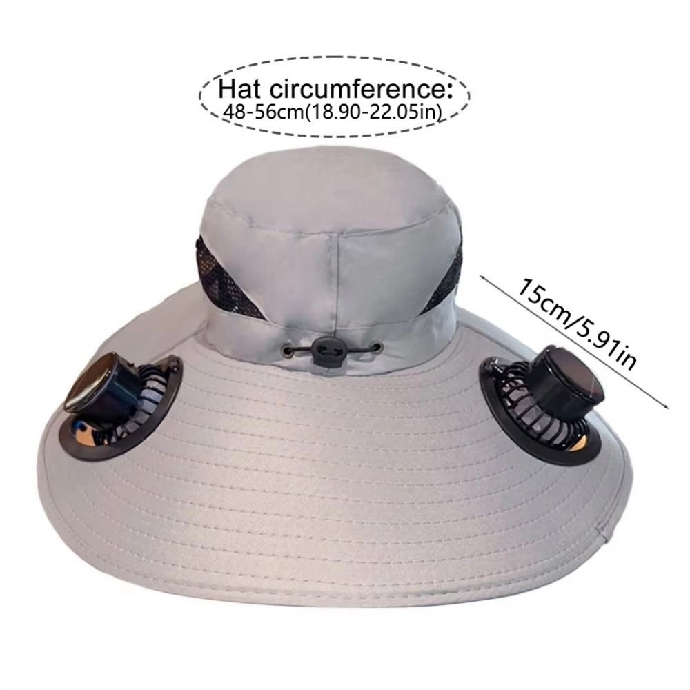 Convenient Removable Solar Fan Hat Breathable Dual Fan Wide Brim Sun Cap 3 Speeds High Wind Power Adjustable Visor Cap Hiking