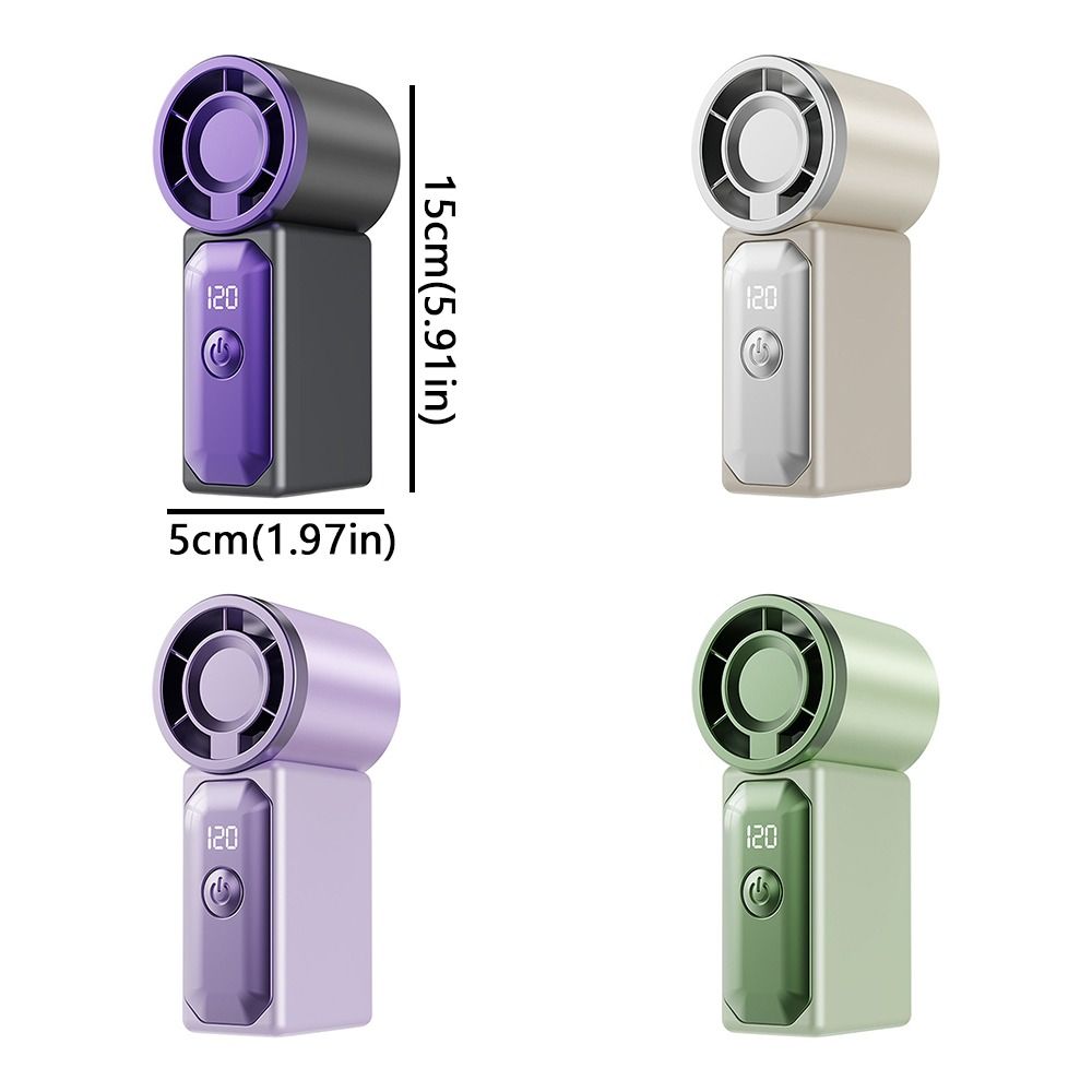 Creative LED Display Portable Mini Fan High Speed Turbo Fan Handheld Fan Ultra-Quiet Adjustable Speeds Pocket Small Fan Summer